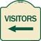 Signmission Visitors with Left Arrow Heavy-Gauge Aluminum Architectural Sign, 18" x 18", TG-1818-24617 A-DES-TG-1818-24617 - alternate 1
